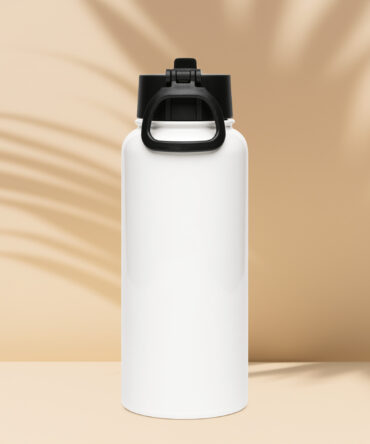 Stainless steel water bottle with a straw lid